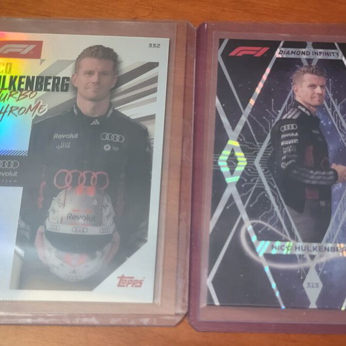 F1 Turbo Attax Nico Hulkenberg lot 2026 Turbo Chrome 332 and Diamond Infinity 313