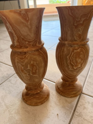Onyx decorative vases pair 27 cm like new