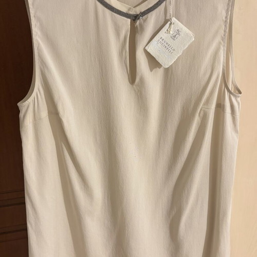 Brunello Cucinelli silk top new, size M, white