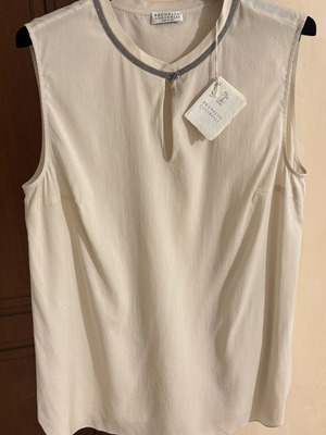 Brunello Cucinelli silk top new, size M, white
