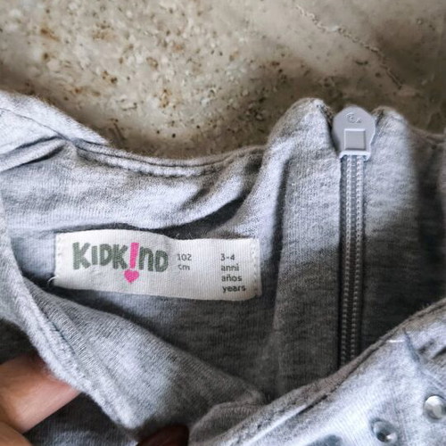 Kidkind children's dress used, size 3-4, grey