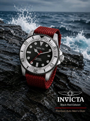 Invicta Pro Diver Automatic men's watch, black and red, 44mm, 20ATM