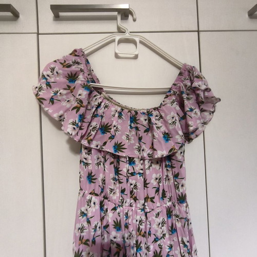 Summer floral dress like new, pink, with slit