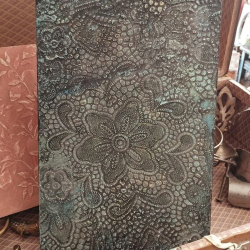 Handmade mixed media artwork on wood like new