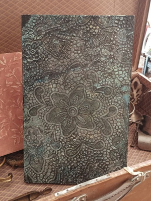 Handmade mixed media artwork on wood like new