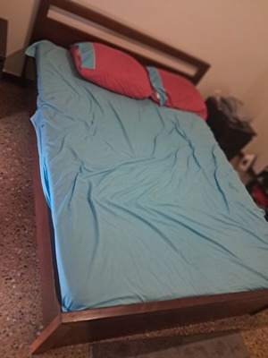 Double bed 155x200 with slats and mattress