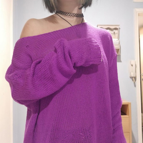 Fuchsia/Purple knitted sweater Terranova used, size M