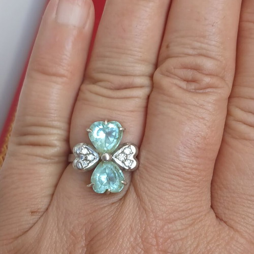 Ring with natural topaz, silver 925, 17 mm