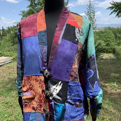 Vintage patchwork poncho new, handmade 90s bohemian style