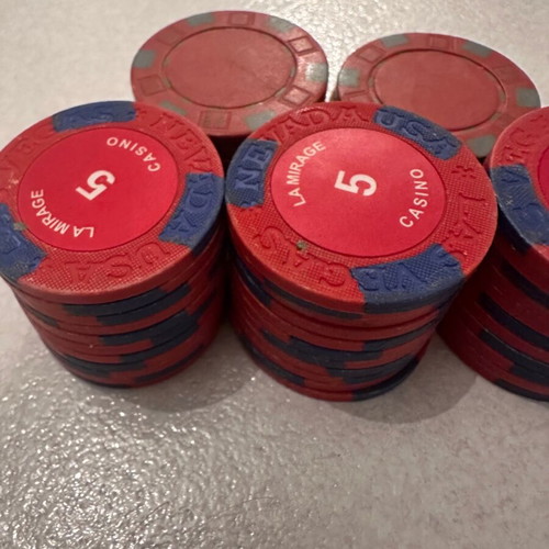 La Mirage Las Vegas Nevada poker chips used, ceramic-plastic