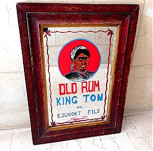 Παλιός χειροποίητος διαφημιστικός καθρέφτης OLD RUM KING TOM της δεκαετίας του '60.