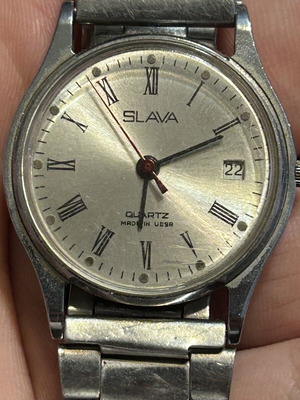 Slava wristwatch new, vintage 1980s quartz with 4 jewels