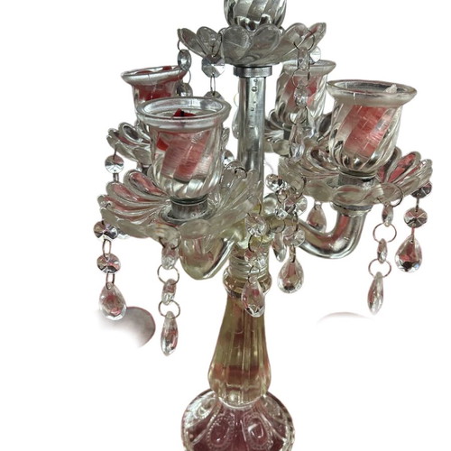Five-light candlestick like new, glass