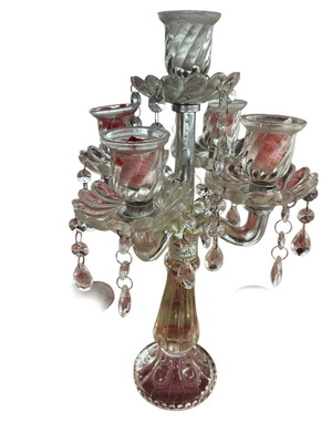 Five-light candlestick like new, glass
