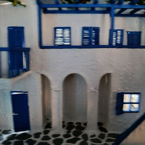 Handmade Cycladic House Diorama with LED Lighting like new