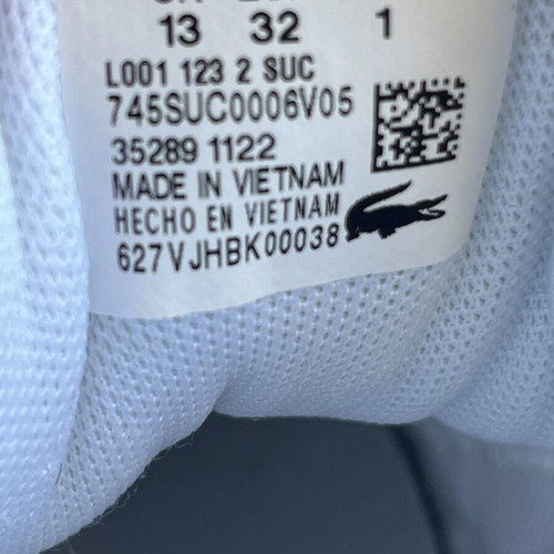 Lacoste kids' sneakers like new, size 32, white and gold