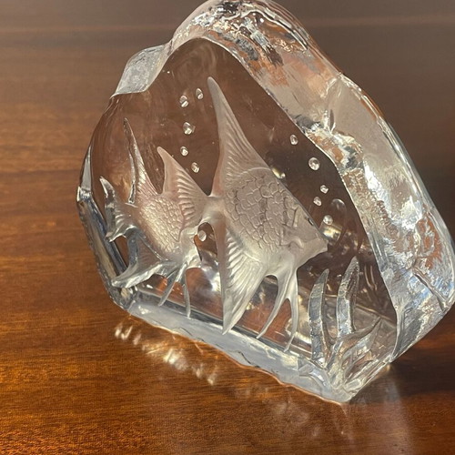 Collectible crystal paperweight Nybro Sweden Angelfish like new
