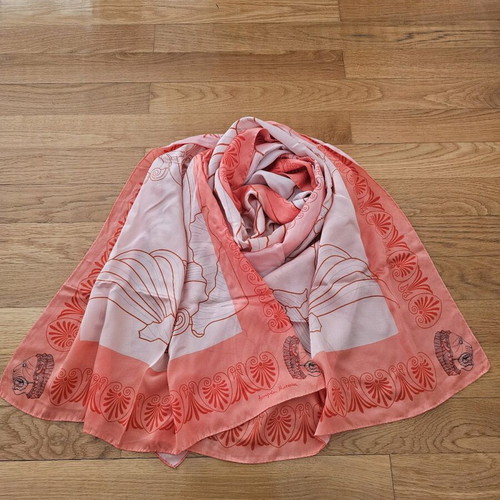 Silk Scarf like new, pink and orange, 2m x 66cm, Acropolis Museum boutique