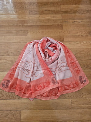 Silk Scarf like new, pink and orange, 2m x 66cm, Acropolis Museum boutique
