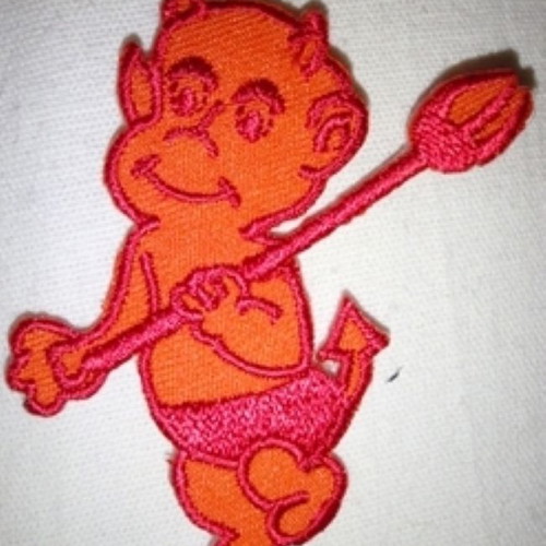 Red devil patch new with permanent colors and adhesive back