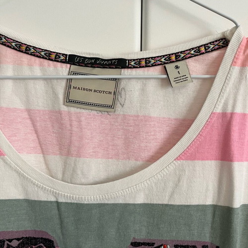 Maison Scotch women's t-shirt like new, small, white and pink