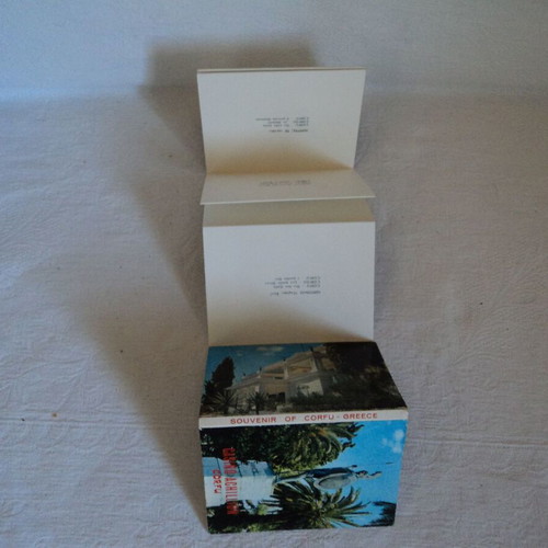 Corfu Achilleion Accordion with 12 used postcards from 1960s