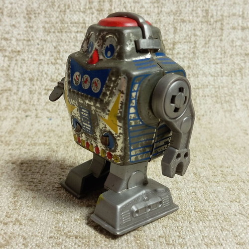 Robot Mini wind-up metal vintage toy used, working order