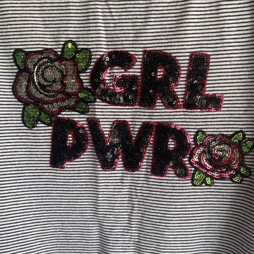Striped blouse with GRL PWR sequins size M–L like new