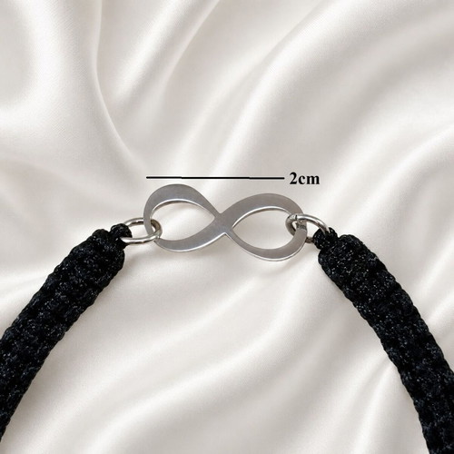 Macrame bracelet with infinity motif from steel, new, adjustable 17-26cm