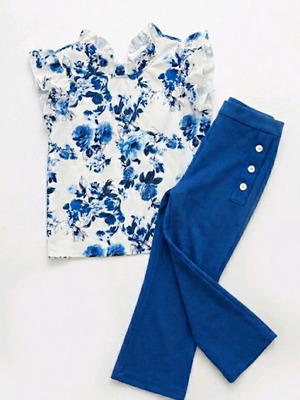 Shein Kids Chic Floral Σετ Μπλούζα & Παντελόνι 5Y σαν καινούργιο