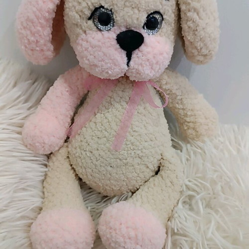 Handmade knitted puppy new, 27 cm tall