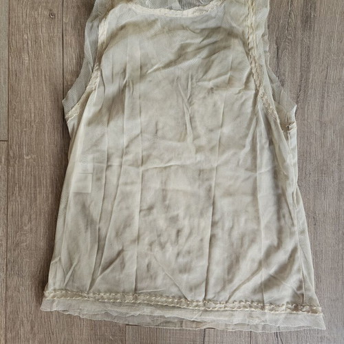 Marella sleeveless top with embossed embroidery used, size S, beige