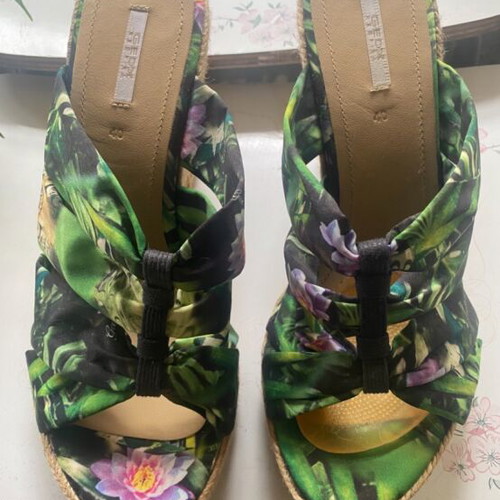 Mule green fabric with block heel Geox new, size 40