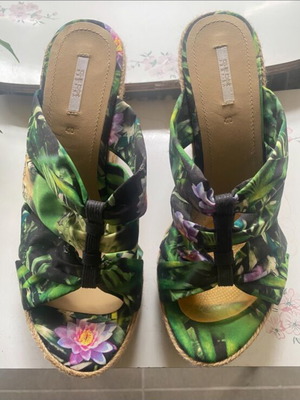 Mule green fabric with block heel Geox new, size 40