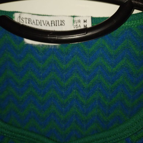 Stradivarius blouse medium, elastic, green and blue, like new
