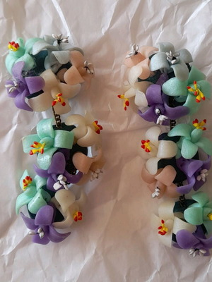Vintage handmade earrings like new, long clip-on, clay material, 80s