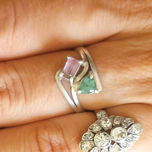 Silver ring 925 with fluorite gemstones, like new