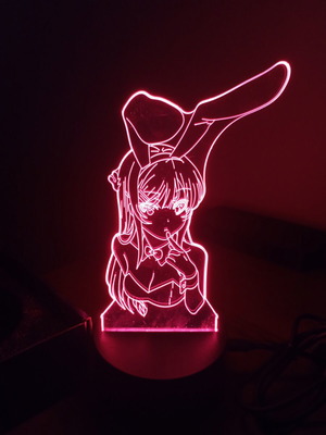 Anime Bunny Girl 3D Lamp like new with box and charger, battery powered