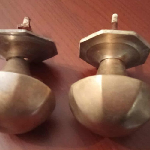 Brass door knobs used, vintage 1960 set of 2 for exterior door