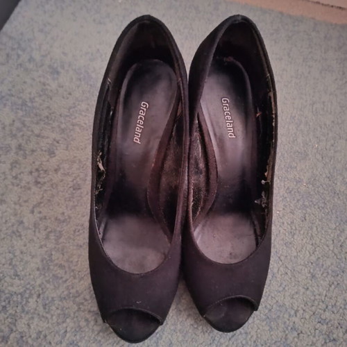 Women's shoes with peep toe used, black, size 37