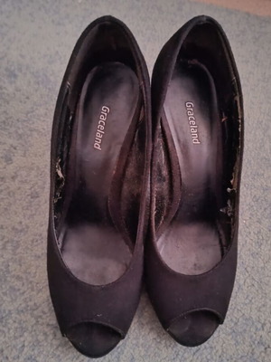 Women's shoes with peep toe used, black, size 37