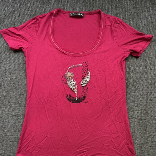 Liu Jo women's t-shirt like new, cyclamen with stones, size M