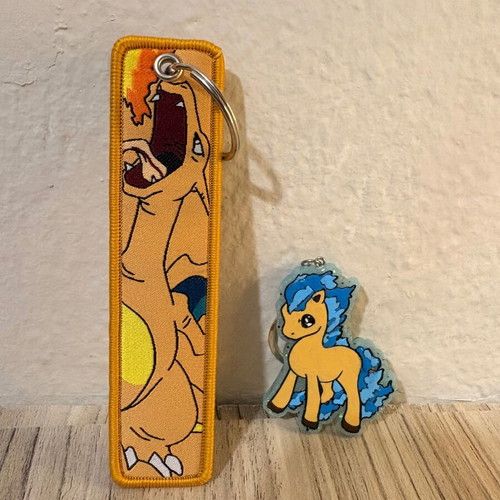Pokemon Charizard and Shiny Ponyta keychains