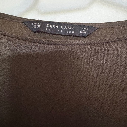 Zara satin blouse size XS long sleeve dark olive like new