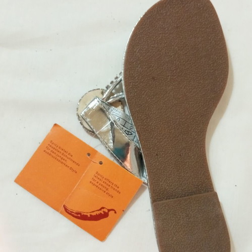 Flat silver sandals size 36 with rhinestone decoration new