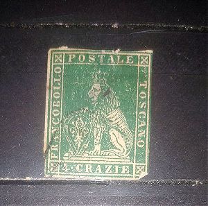 Τοσκάνη 1851 γραμματόσημο με ελαττώματα