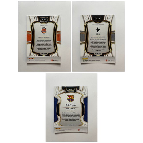 EuroLeague Blue Lot Pau Gasol #2, Risacher #138, Thompson #181 cards like new