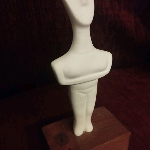 Cycladic figurine used, museum replica of female figure