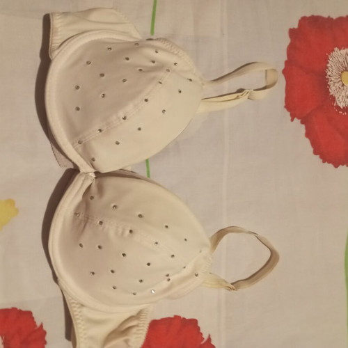 White bra with rhinestones, size 80B