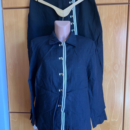 MAKIS TSELIOS wonderful linen set, black with white stripe and special buttons, for 30€